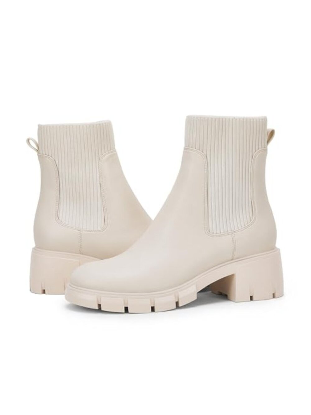 Chelsea Platform Ankle Boots Faux Suede Lug Sole Slip On Booties